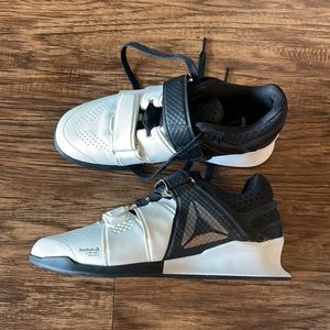Size 6 Reebok Legacy Lifter in black and white